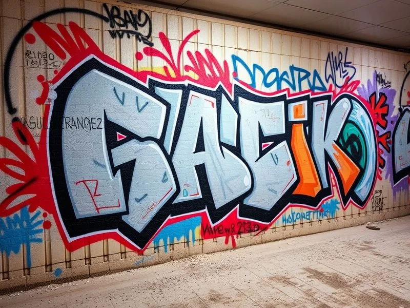 A close-up, highly detailed shot of a layered, textured wall in an abandoned urban space. Showing peeling posters, exposed brick, rough concrete, and faded graffiti tags from different eras, hinting at history and evolution. Emphasizing raw materials, deep shadows, and subtle natural light filtering in.